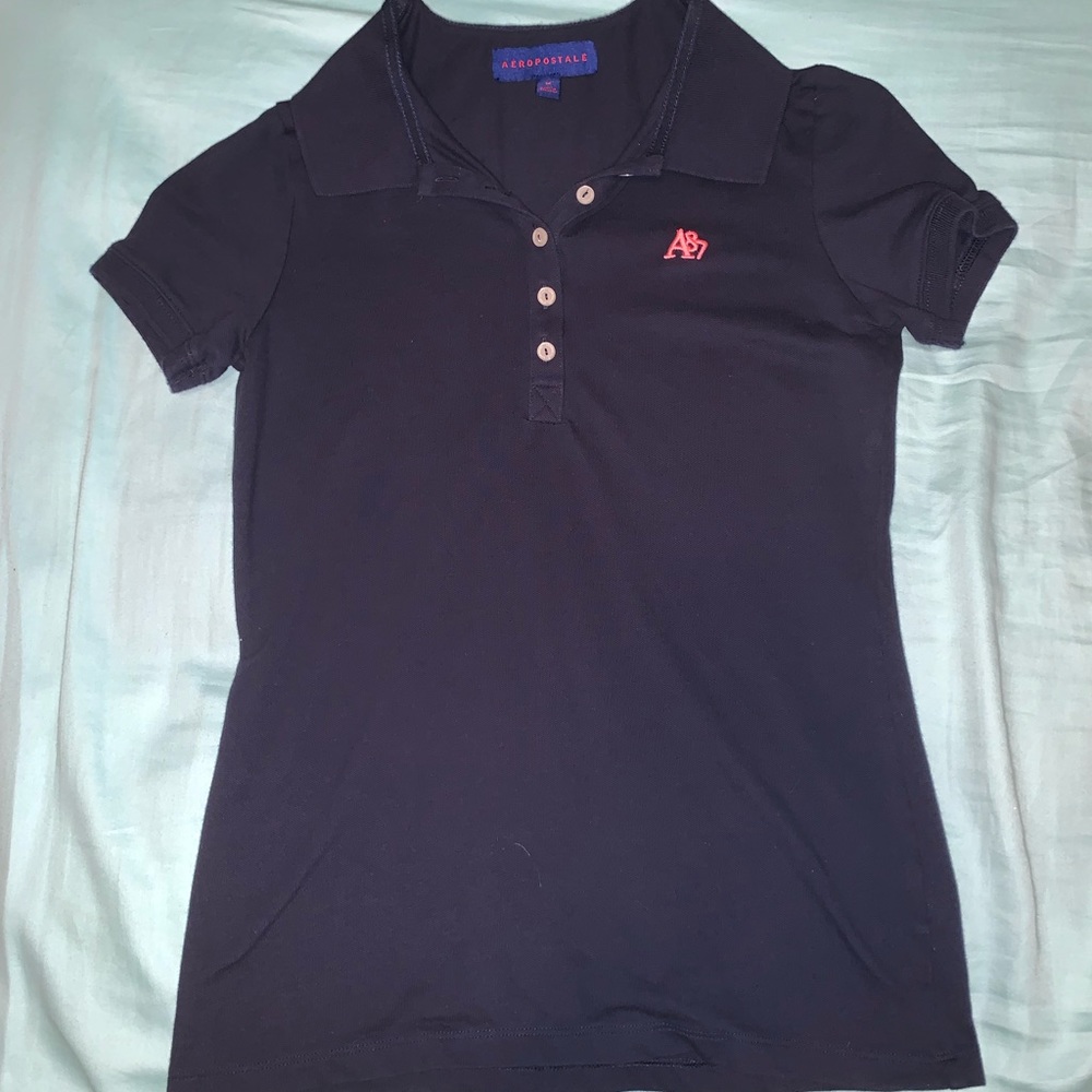 Navy and pink Aeropostale collared shirt